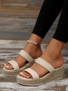Women's Classic Fashion Personalized Casual Elegant Comfortable Beach Vacation Bohemian Versatile Lightweight Wedge Thick Sole Handmade Rope Sandals for Sale Australia| New Collection Online| SHEIN Australia