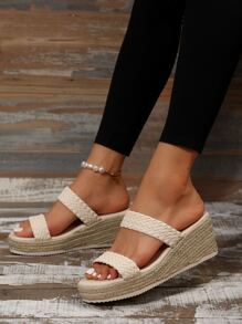 Women's Classic Fashion Personalized Casual Elegant Comfortable Beach Vacation Bohemian Versatile Lightweight Wedge Thick Sole Handmade Rope Sandals for Sale Australia| New Collection Online| SHEIN Australia