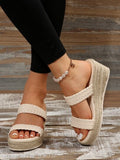 Women's Classic Fashion Personalized Casual Elegant Comfortable Beach Vacation Bohemian Versatile Lightweight Wedge Thick Sole Handmade Rope Sandals for Sale Australia| New Collection Online| SHEIN Australia