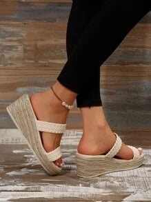 Women's Classic Fashion Personalized Casual Elegant Comfortable Beach Vacation Bohemian Versatile Lightweight Wedge Thick Sole Handmade Rope Sandals for Sale Australia| New Collection Online| SHEIN Australia