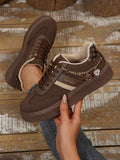 2025 New Thick Sole Casual Shoes For Women, Metal Chain Heart Pendant Leopard Print Patchwork Unique Design Versatile Flat Comfortable Sneakers for Sale Australia| New Collection Online| SHEIN Australia
