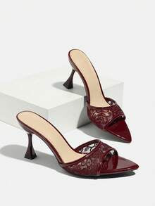 Women's High Heel Mules, Summer Sandals, Fashionable Banquet Party Outdoor Elegant Stiletto Heels, Travel, Shiny Trim Strap Design for Sale Australia| New Collection Online| SHEIN Australia