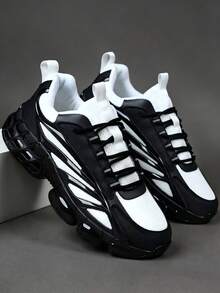 Men's 2026 Newest All-Black Thick Sole Chunky Sneakers, Height-Increasing Shock-Absorbing Breathable Mesh Sports Shoes, Streetwear Versatile Men's Shoes, Leather PU Mesh Splicing Marathon Running Shoes, Plus Size 46, Youth Handsome Men's Shoes for Sale Au