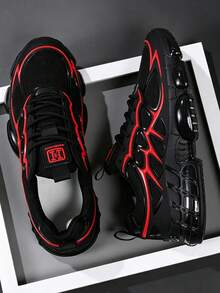 Men's Sports Shoes 2026 Latest All Black Thick Sole Chunky Sneakers Height Increasing Shock Absorbing Breathable Mesh Sports Shoes Streetwear Versatile Men's Shoes Leather PU Mesh Splicing Marathon Running Shoes Men's Plus Size 46 Shoes Youth Handsome Men