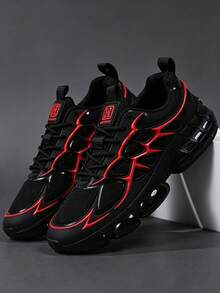 Men's Sports Shoes 2026 Latest All Black Thick Sole Chunky Sneakers Height Increasing Shock Absorbing Breathable Mesh Sports Shoes Streetwear Versatile Men's Shoes Leather PU Mesh Splicing Marathon Running Shoes Men's Plus Size 46 Shoes Youth Handsome Men