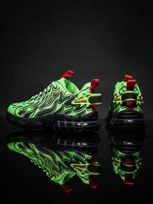 Men's Neon Green Flame Pattern Minimalist Versatile Casual Comfortable Running Shoes, Daily Colorblock Patchwork Low-Top Commuter Outdoor Sports Shoes, Air Cushion Running Shoes for Sale Australia| New Collection Online| SHEIN Australia